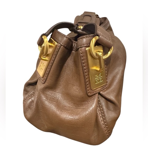 Auth Givenchy Brown Embossed Leather Small Shoulder Bag Hobo - Picture 7 of 16